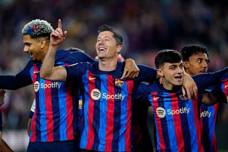 Robert Lewandowski of FC Barcelona during the La Liga match between FC Barcelona and Real Sociedad played at Spotify Camp Nou Stadium on May 20, 2023 in Barcelona, Spain. (Photo by Sergio Ruiz / pressinphoto / Sipa USA))
2023.05.20 Barcelona
pilka nozna liga hiszpanska
FC Barcelona - Real Sociedad
Foto Sergio Ruiz / PRESSIN/SIPA USA/PressFocus

!!! POLAND ONLY !!!