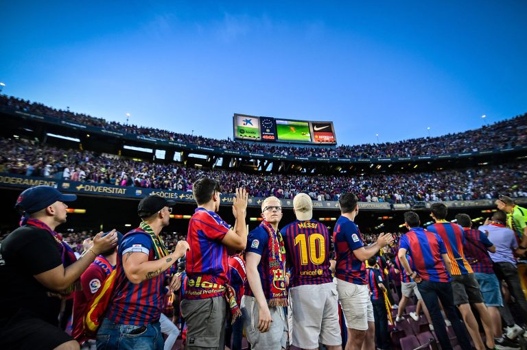 Supporters of FC Barcelona during a La Liga Santander match between FC Barcelona and RCD Mallorca at Spotify Camp Nou, in Barcelona, Spain on May 28, 2023. (Photo / Felipe Mondino)-Felipe Mondino/LiveMedia / ipa-agency.net//IPAPRESSITALY_IPA_IPA38305505/Credit:Felipe Mondino/LiveMedia /SIPA/2305291103
2023.05.28 Barcelona
Pilka nozna liga hiszpanska
FC Barcelona - Mallorca
Foto Live Media/SIPA/PressFocus

!!! POLAND ONLY !!!