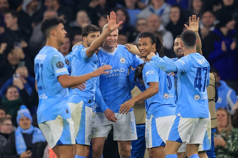 Erling Haland #9 of Manchester City celebrates his goal to make it 3-0 during the UEFA Champions League match Manchester City vs Young Boys at Etihad Stadium, Manchester, United Kingdom, 7th November 2023

(Photo by Conor Molloy/News Images) in Manchester, United Kingdom on 11/7/2023. (Photo by Conor Molloy/News Images/Sipa USA)
2023.11.07 Manchester
pilka nozna liga mistrzow
Manchester City - Young Boys
Foto Conor Molloy/News Images/SIPA USA/PressFocus

!!! POLAND ONLY !!!