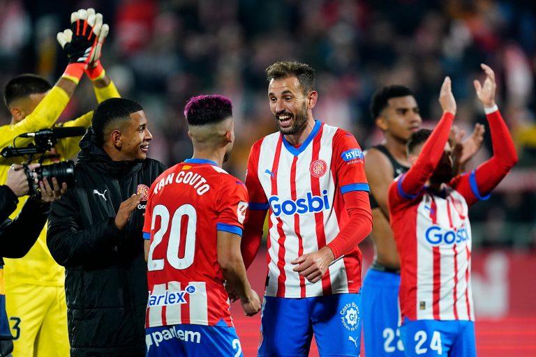 Cristhian Stuani with Yan Couto of Girona FC celebrating the victory during the La Liga EA Sports match between Girona FC and Atletico de Madrid played at Montilivi Stadium on January 3, 2024 in Girona, Spain. (Photo by Sergio Ruiz / pressinphoto / Sipa USA)PHOTO)
2024.01.03 Girona
pilka nozna liga hiszpanska
Girona FC - Atletico Madryt
Foto Sergio Ruiz/pressinphoto/SIPA USA/PressFocus

!!! POLAND ONLY !!!