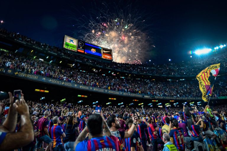 Supporters of FC Barcelona are seen during a La Liga Santander match between FC Barcelona and RCD Mallorca at Spotify Camp Nou, in Barcelona, Spain on May 28, 2023. (Photo / Felipe Mondino)-Felipe Mondino/LiveMedia / ipa-agency.net//IPAPRESSITALY_IPA_IPA38305627/Credit:Felipe Mondino/LiveMedia /SIPA/2305291104
2023.05.28 Barcelona
Pilka nozna liga hiszpanska
FC Barcelona - Mallorca
Foto Live Media/SIPA/PressFocus

!!! POLAND ONLY !!!