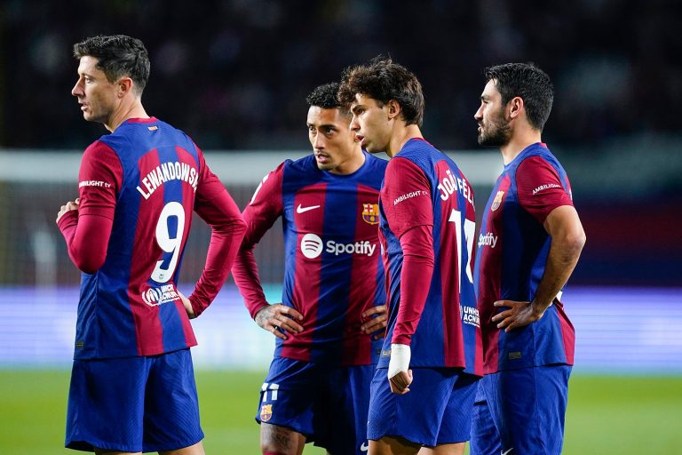 Joao Felix, Robert Lewandowski, Raphael Dias Belloli Raphinha and Ilkay Gundogan of FC Barcelona during the La Liga EA Sports match between FC Barcelona and UD Almeria played at Lluis Companys Stadium on December 20, 2023 in Barcelona, Spain. (Photo by Sergio Ruiz / pressinphoto / Sipa USA)PHOTO)
2023.12.20 Barcelona
pilka nozna liga hiszpanska
FC Barcelona - UD Almeria
Foto Sergio Ruiz/pressinphoto/SIPA USA/PressFocus

!!! POLAND ONLY !!!