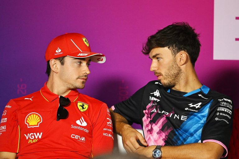 2/23/2024 - Press Conference 
Charles Leclerc, Scuderia Ferrari, and Pierre Gasly, Alpine F1 Team during the Formula 1 Pre-Season Testing in Sakhir, Bahrain. (Photo by Simon Galloway/Motorsport Images/Sipa USA) France OUT, UK OUT
2024.02.23 Sakhir
sporty motorowe, motoryzacyjne, formula 1 , przedsezonowe testy formuly 1
Testy w Bahrajnie
Foto Motorsport Images/SIPA USA/PressFocus

!!! POLAND ONLY !!!