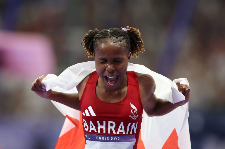 (240806) -- PARIS, Aug. 6, 2024 (Xinhua) -- Winfred Yavi of Bahrain celebrates after the women&#039;s 3000m steeplechase final of Athletics at the Paris 2024 Olympic Games in Paris, France, Aug. 6, 2024. (Xinhua/Li Ying)

2024.08.06 Paryz
Olimpiada Igrzyska Olimpijskie Paryz 2024

Foto Li Ying/Xinhua/PressFocus

!!! POLAND ONLY !!!