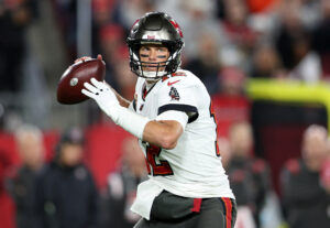 Jan 16, 2023; Tampa, Florida, USA; Tampa Bay Buccaneers quarterback Tom Brady (12) drops back to pass against the Dallas Cowboys during a wild card game - Raymond James Stadium. Mandatory Credit: Nathan Ray Seebeck-USA TODAY Sports/Sipa USA 

2023.01.16 Tampa
Futbol Amerykanski Liga NFL
NFL: NFC Wild Card Round-Dallas Cowboys - Tampa Bay Buccaneers
Foto Nathan Ray Seebeck-USA TODAY Sports/SIPA USA/PressFocus

!!! POLAND ONLY !!!