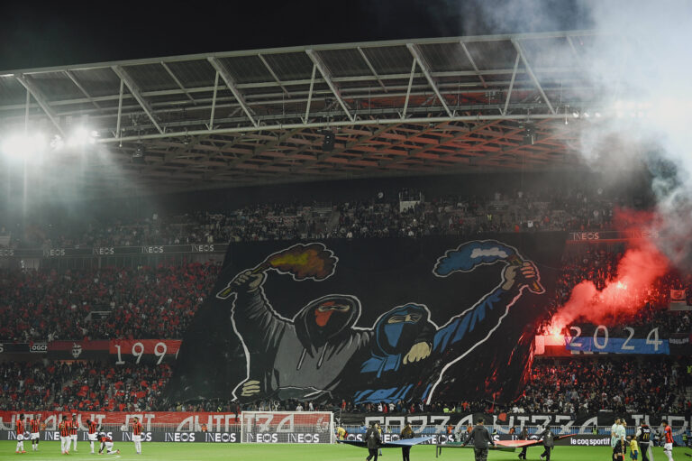 Tifo of Supporter of OGC Nice Football Team.
OGC Nice vs Paris Saint Germain, J7, Ligue 1 Mcdonalds in Allianz Riviera Stadium, NICE, France, on 06 October, 2024. - photo :  Frederic DIDES/PANORAMIC / Fred Dides / Panoramic / SIPA /298268_0077//Credit:Panoramic/SIPA/2410070111
2024.10.07 Nicea
pilka nozna liga francuska
OGC Nice - Paris Saint-Germain
Foto Panoramic/SIPA/PressFocus

!!! POLAND ONLY !!!