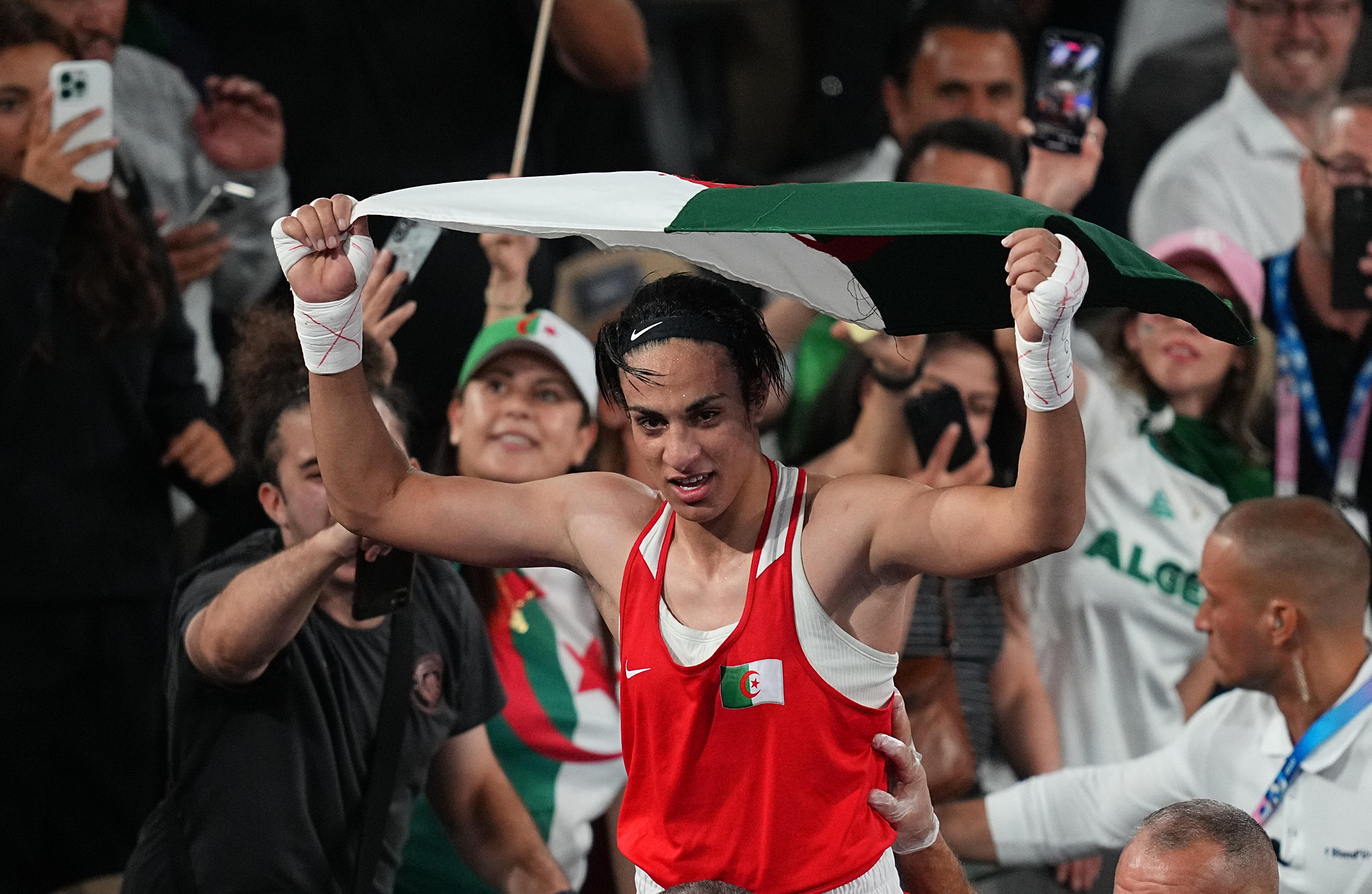 August 06 2024: Imane Khelif (Algeria) celebrates gold on Day 14 of the Olympic Games  at Roland Garros, Paris, France. Ulrik Pedersen/CSM/Sipa USA. (Credit Image: © Ulrik Pedersen/Cal Sport Media/Sipa USA)
2024.08.09 Paryz
Sport 
Igrzyska Olimpijskie Paryz 2024
Foto Ulrik Pedersen/Cal Sport Media/SIPA USA/PressFocus

!!! POLAND ONLY !!!