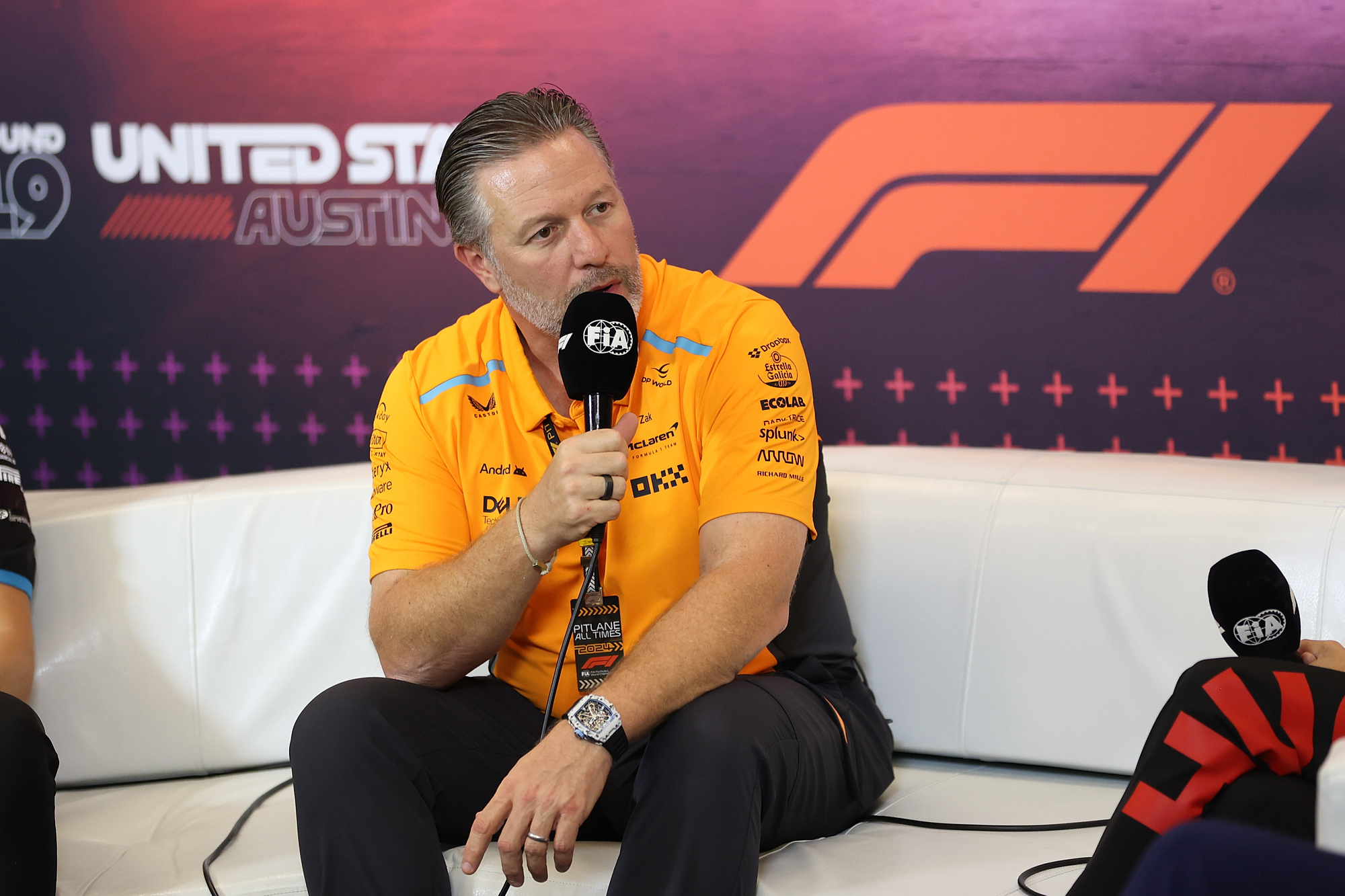 press conference BROWN Zak (usa), CEO of of McLaren Racing, portrait during the Formula 1 Pirelli United States Grand Prix 2024, 19th round of the 2024 Formula One World Championship from October 18 to 20, 2024 on the Circuit of the Americas, in Austin, United States of America (Photo by /Sipa USA)
2024.10.18 Austin
Sporty motorowe , motoryzacyjne , Formula 1
Grand Prix Stanow Zjednoczonych 2024
Foto Antonin Vincent/DPPI/IPA Sport 2/ipa-agency.net/SIPA USA/PressFocus

!!! POLAND ONLY !!!