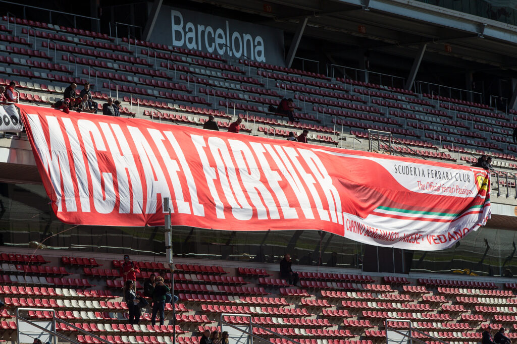 Banner in support to Michael Schumacher during the test of F1 celebrated at Circuit of Barcelonacon 7th March 2018 in Barcelona, Spain. (Credit: Mikel Trigueros / Urbanandsport / Cordon Press)
07.03.2018 Barcelona
Sporty Motoryzacyjne, Formula 1, F1
Testy Formula 1 w Barcelonie
Mikel Trigueros / Urbanandsport / Cordon Press / Press Focus
POLAND ONLY!!