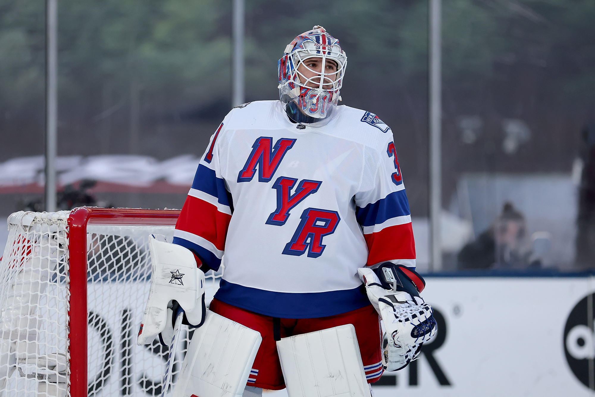 Feb 18, 2024; East Rutherford, New Jersey, USA; New York Rangers goaltender Igor Shesterkin (31) reacts after a New York Islanders goal during the second period of a Stadium Series ice hockey game at MetLife Stadium. Mandatory Credit: Brad Penner-USA TODAY Sports/Sipa USA
2024.02.18 East Rutherford
Hokej na lodzie Liga NHL
NHL: Stadium Series-New York Rangers at New York Islanders
Foto Brad Penner-USA TODAY Sports/SIPA USA/PressFocus

!!! POLAND ONLY !!!