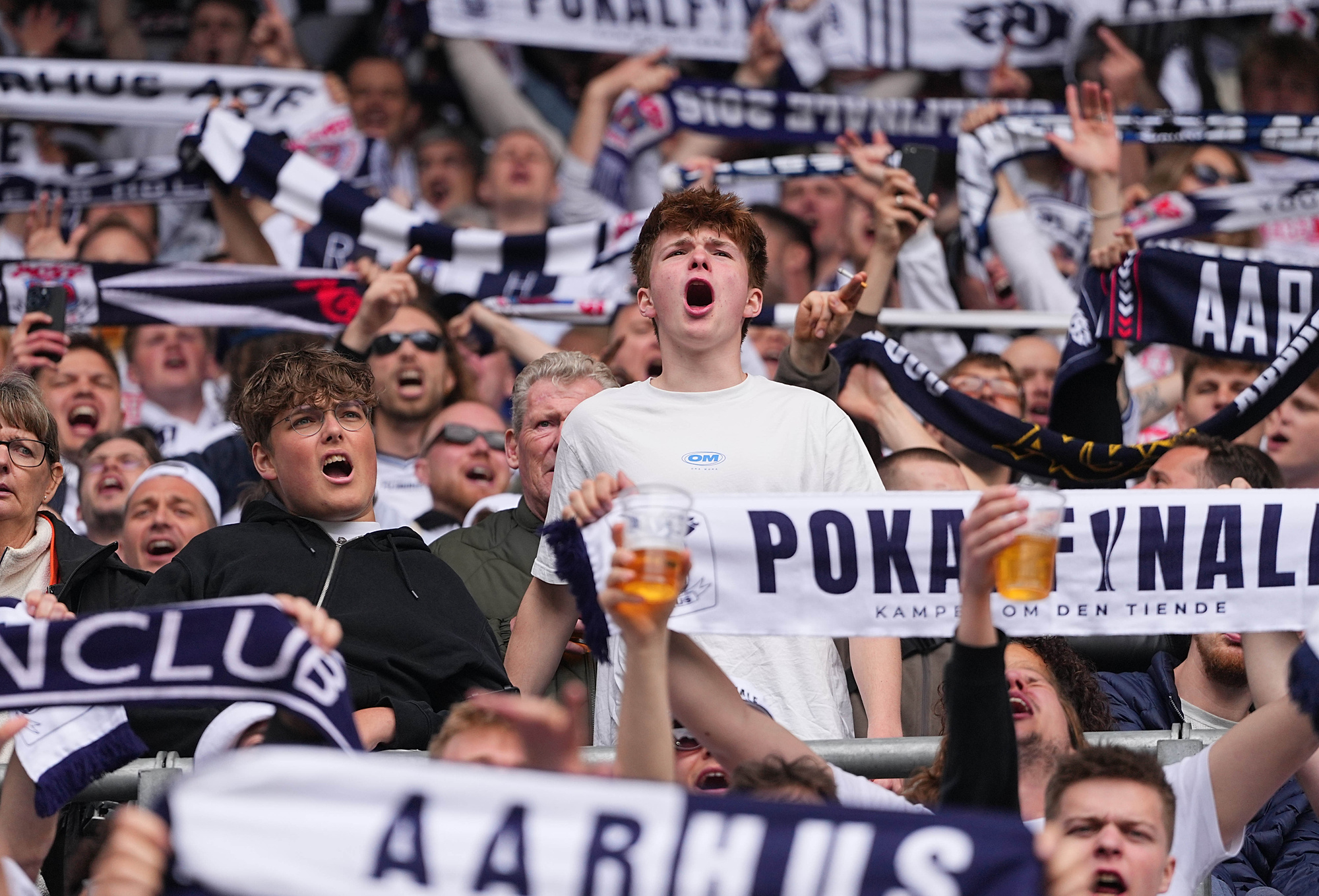 May 09 2024:  AGF (Aarhus BK) fans during the Danish Cup Final game, Aarhus GF  vs Silkeborg, at Parken, Copenhagen, Denmark. Ulrik Pedersen/CSM/Sipa USA (Credit Image: © Ulrik Pedersen/Cal Sport Media/Sipa USA)
2024.05.09 Kopenhaga
pilka nozna , Puchar Danii final
Aarhus GF - Silkeborg
Foto Ulrik Pedersen/Cal Sport Media/SIPA USA/PressFocus

!!! POLAND ONLY !!!