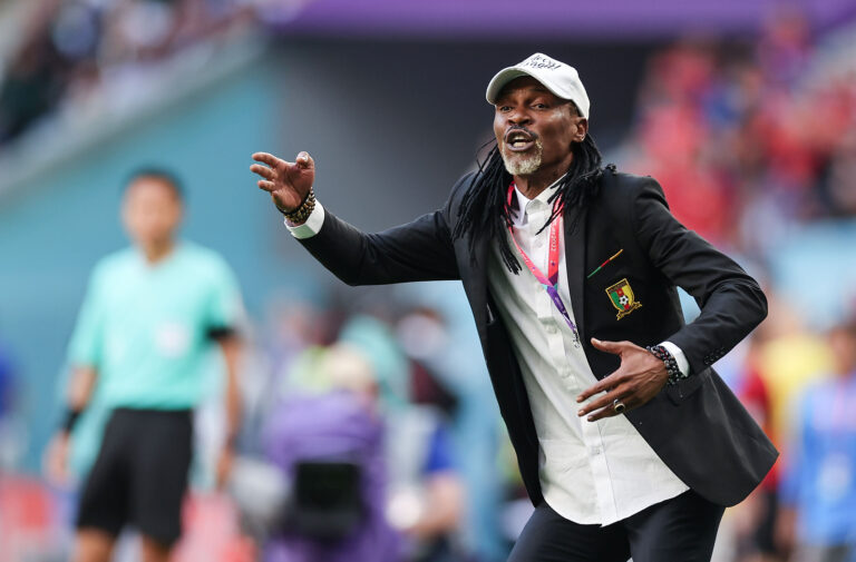 (221128) -- AL WAKRAH, Nov. 28, 2022 (Xinhua) -- Rigobert Song, head coach of Cameroon, gestures during the Group G match between Serbia and Cameroon at the 2022 FIFA World Cup at Al Janoub Stadium in Al Wakrah, Qatar, Nov. 28, 2022. (Xinhua/Xu Zijian)

28.11.2022 Al Wakrah
Pilka nozna Mistrzostwa Swiata Katar 2022
Kamerun - Serbia
FOTO Xu Zijian / Xinhua / PressFocus

POLAND ONLY!!