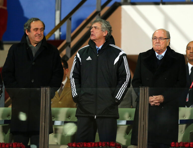 Michel Platini and FIFA President Joseph Sepp Blatter
16.12.2014 Marrakech
Pilka Nozna
Klubowe Mistrzostwa Swiata FIFA 2014
Cruz Azul - Real Madryt
FOTO Matthew Ashton / AMA / PRESSFOCUS

POLAND ONLY!!